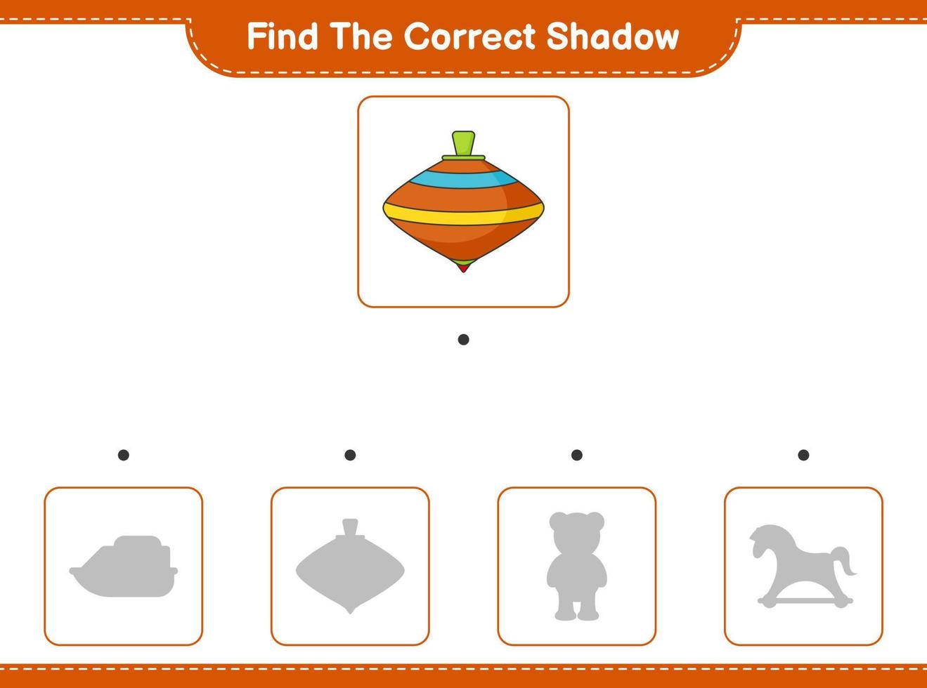Find the correct shadow. Find and match the correct shadow of Whirligig Toy. Educational children game, printable worksheet, vector illustration