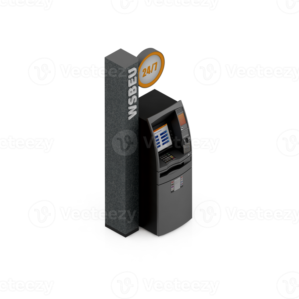 Isometric ATM 3D render png