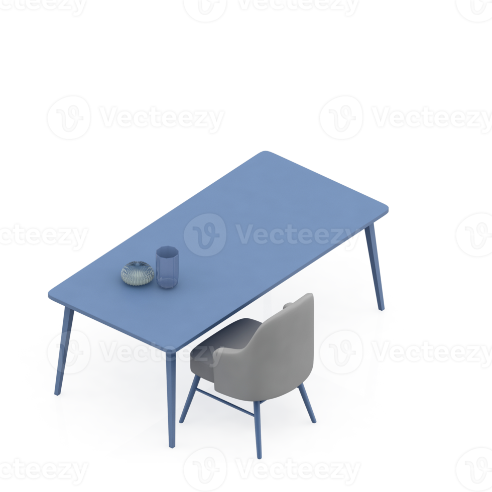 Isometric Table Set 3D render png