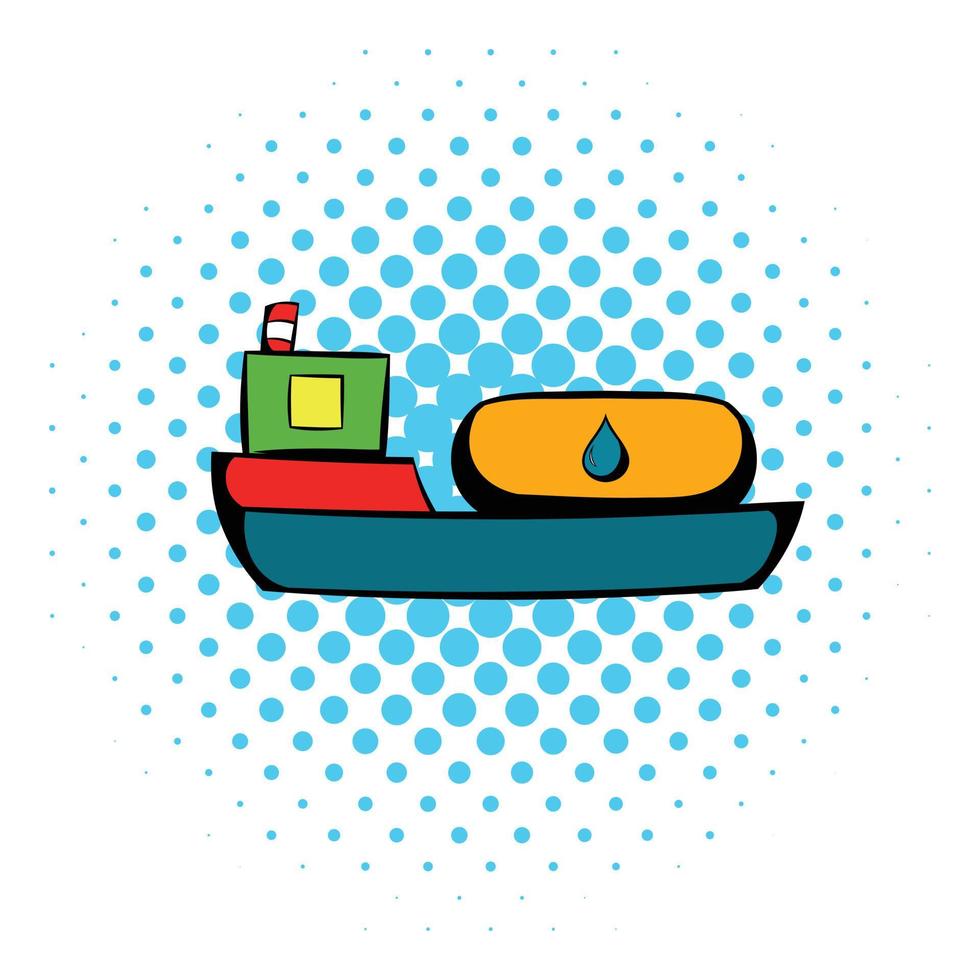 Oil tanker icon, comics style vector