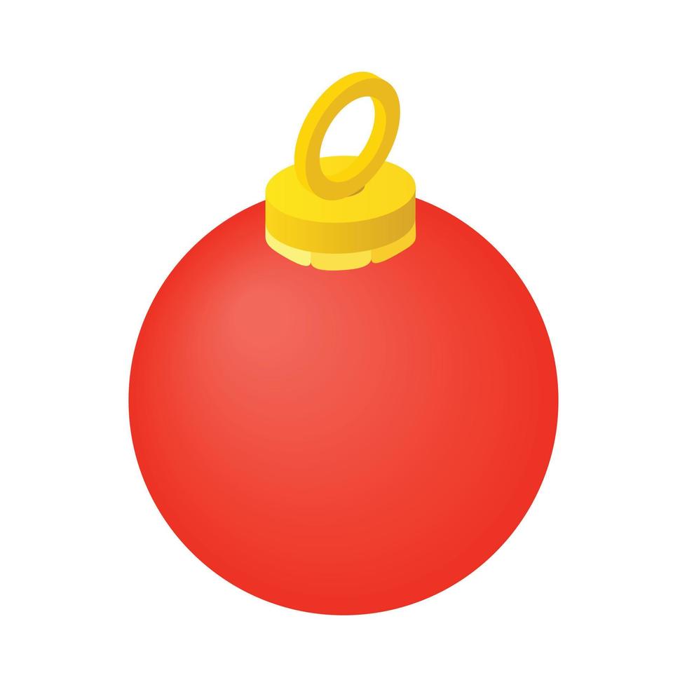 icono isométrico de bola de navidad roja vector