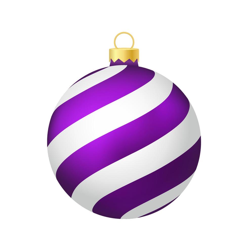 Juguete de árbol de navidad violeta púrpura o bola volumétrica y ilustración de color realista vector