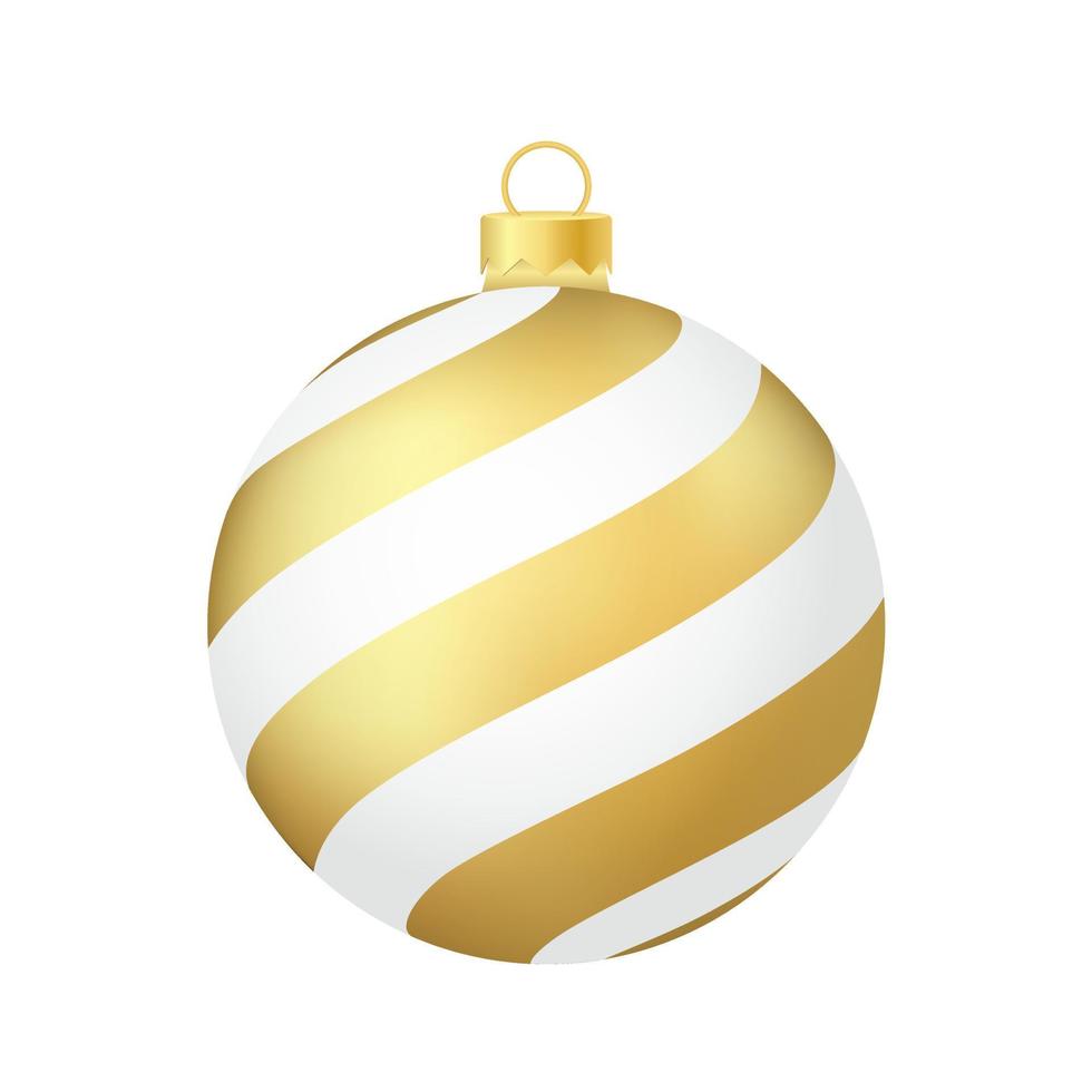 Gold Christmas tree toy or ball Volumetric and realistic color illustration vector