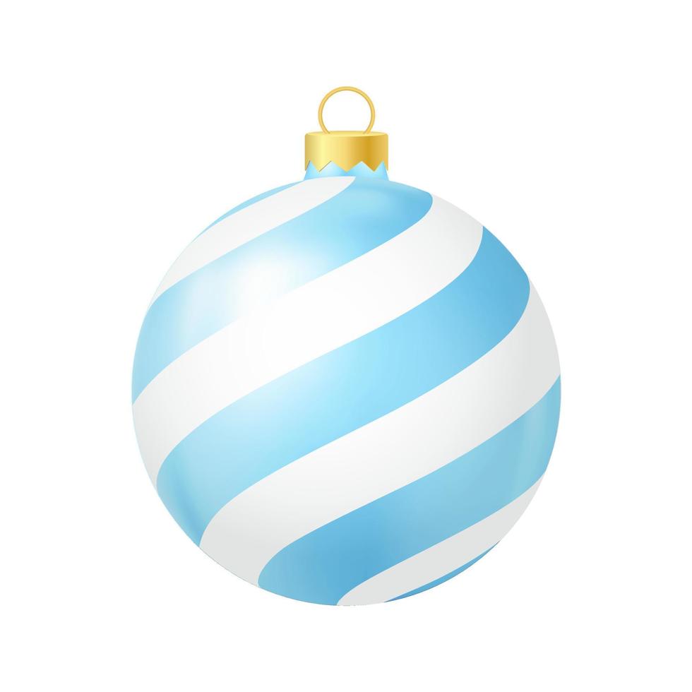 Blue Christmas tree toy with lines Realistic color illustration vector