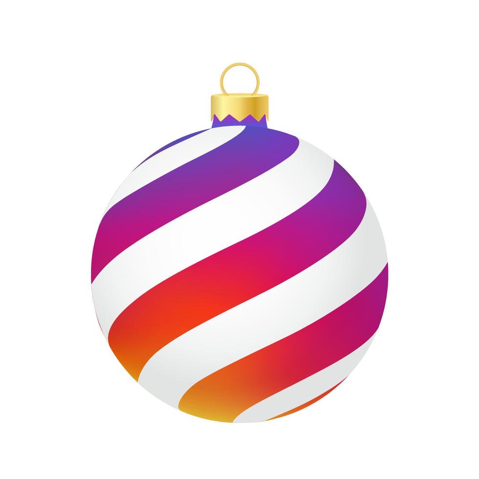 Rainbow Christmas tree toy or ball Volumetric and realistic color illustration vector