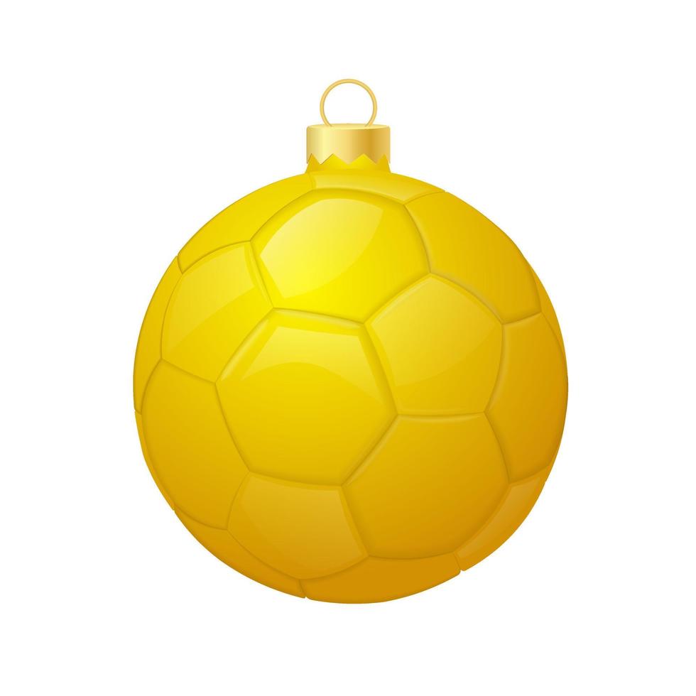 Yellow christmas soccer ball icon for christmas tree vector
