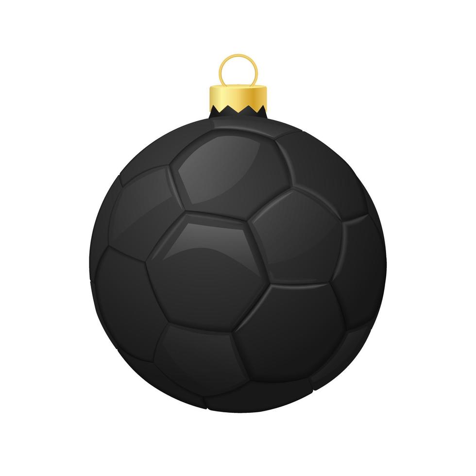 Black christmas soccer ball icon for christmas tree vector