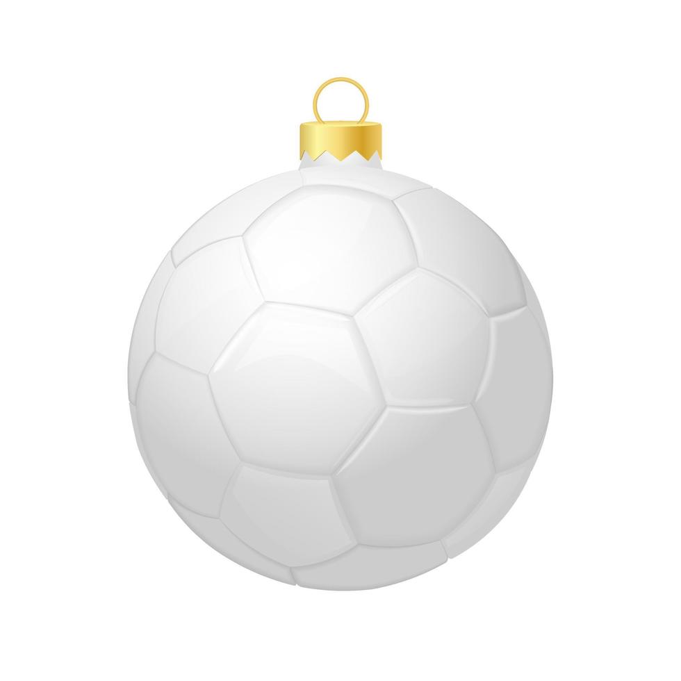 icono de pelota de fútbol de navidad blanca para árbol de navidad vector