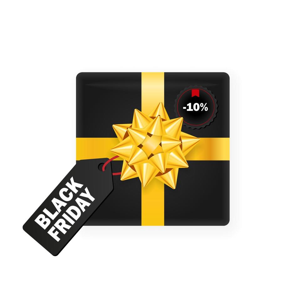 Festive Black friday gift box with bow and ribbon vector