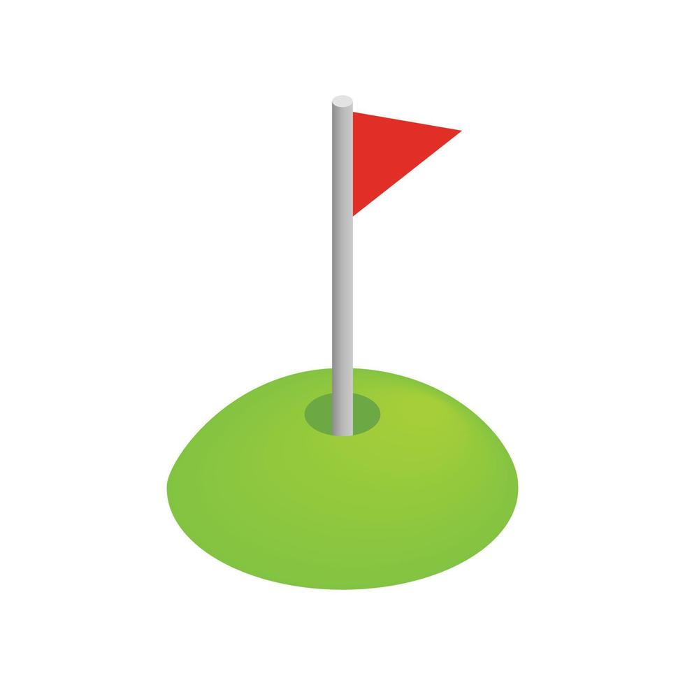 icono 3d isométrico de la bandera de golf roja vector