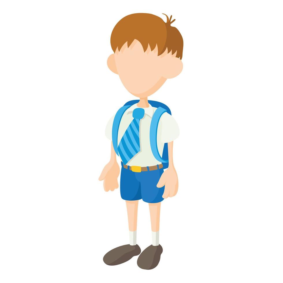 School boy icon, cartoon style vector