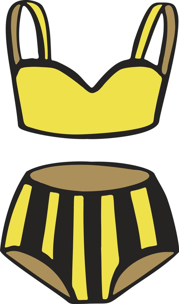 Yellow striped swimsuit icon. Vector. vector