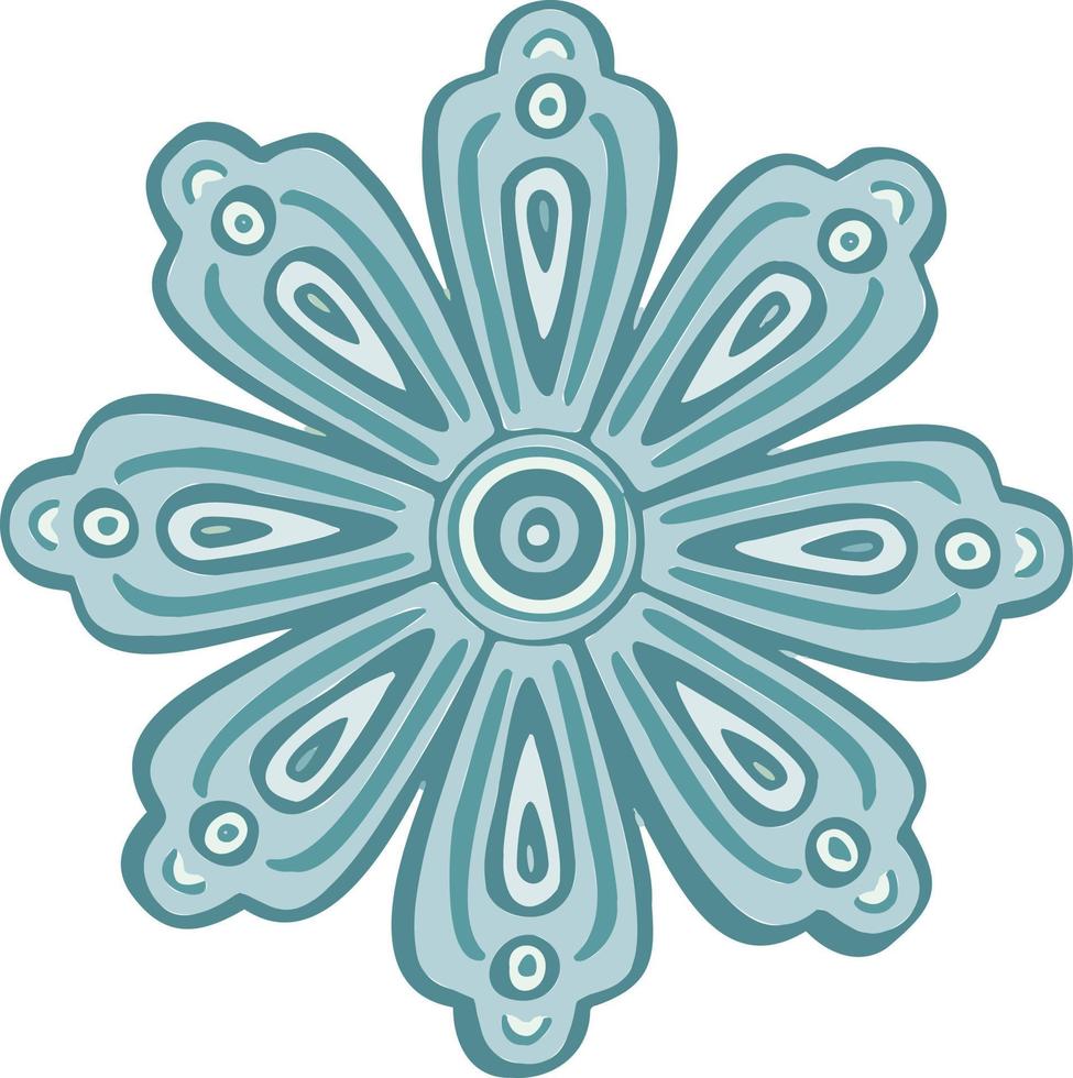 Icon blue winter flower snowflake symbol. Vector, vector