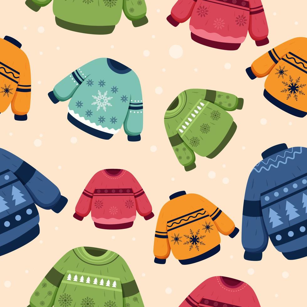 Seamless Pattern Ugly Sweaters Background vector