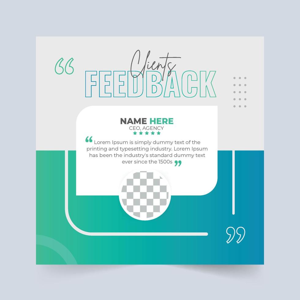 plantilla de comentarios de servicio al cliente con colores verde claro y blanco. revisión de comentarios de clientes o plantilla de diseño de testimonios para sitios web. vector de testimonios de clientes comerciales con sección de cotización.