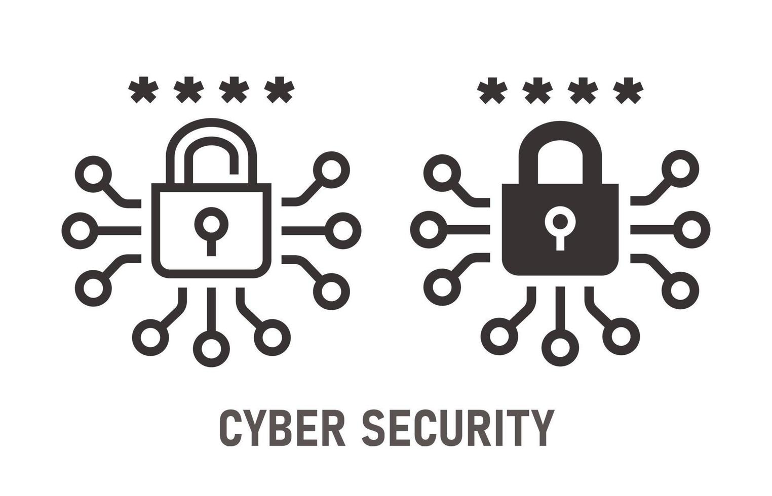 Cyber security icon on white background. Vector illustration.