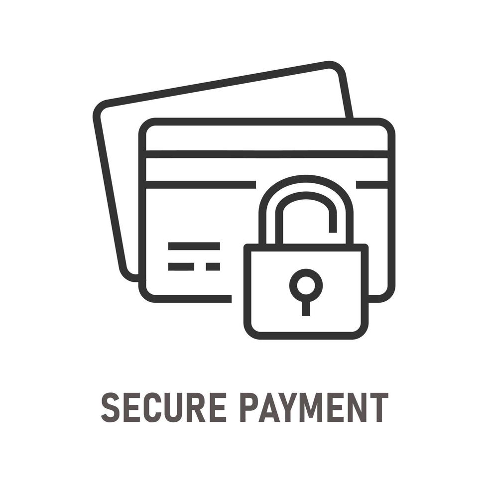 Secure payment line icon on white background. Editable stroke. vector