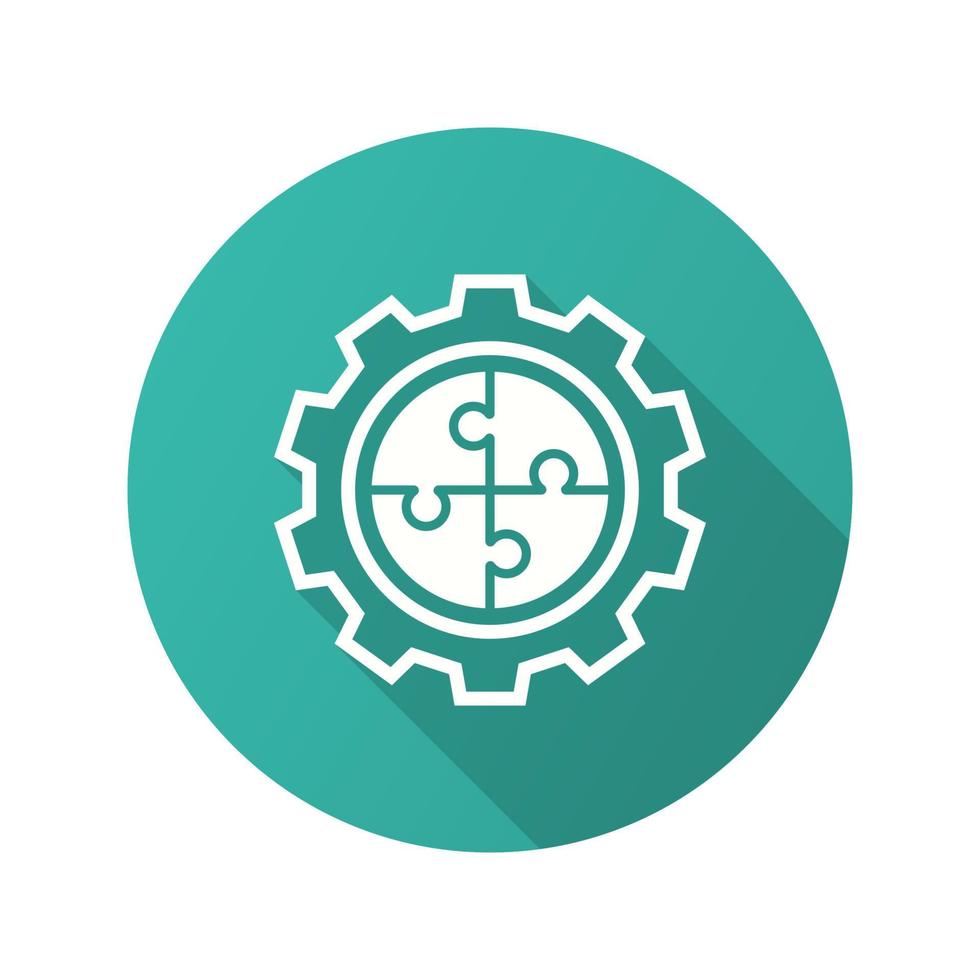 Automated system icon with long shadow for graphic and web design. vector