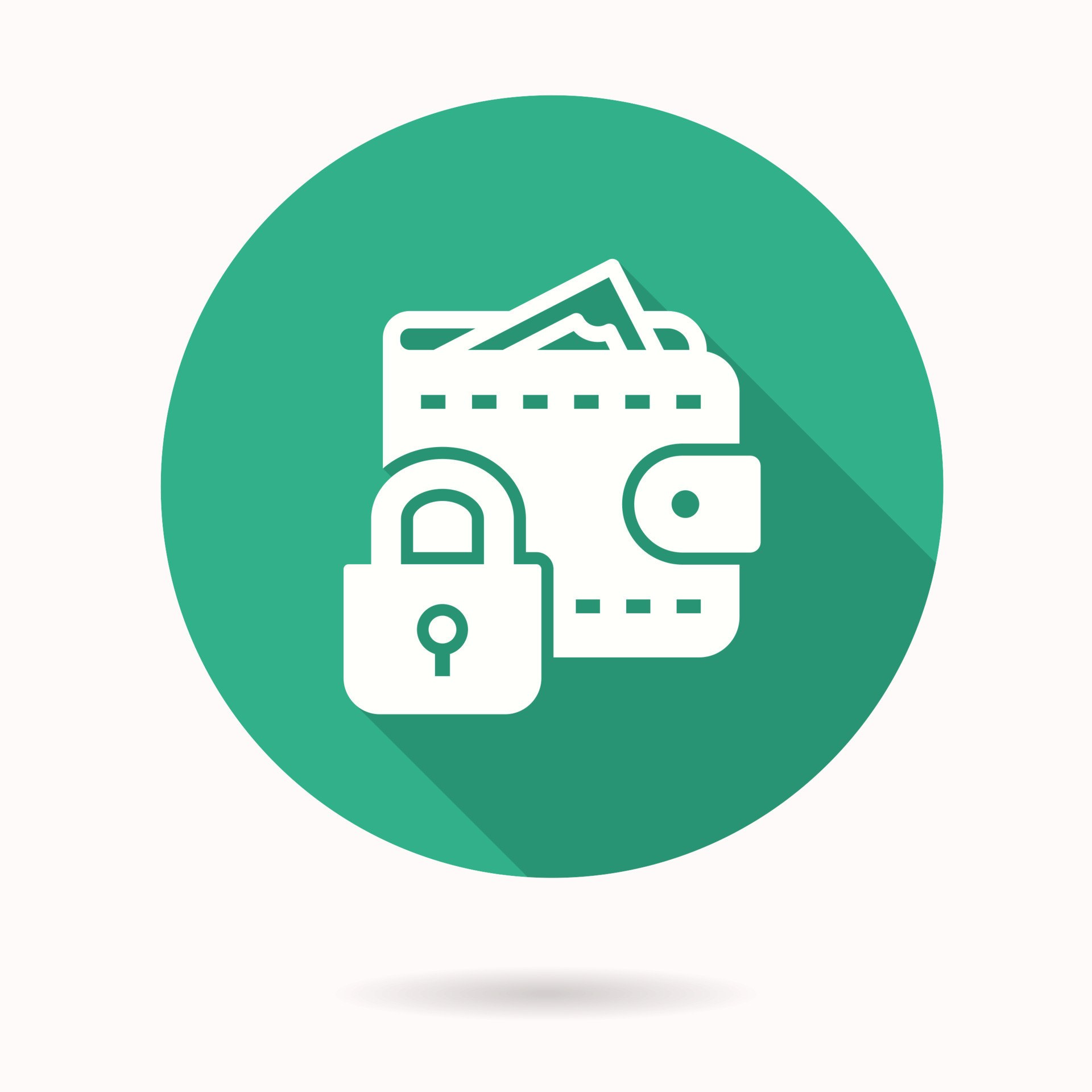 Secure Payment Icon With Long Shadow For Graphic And Web Design