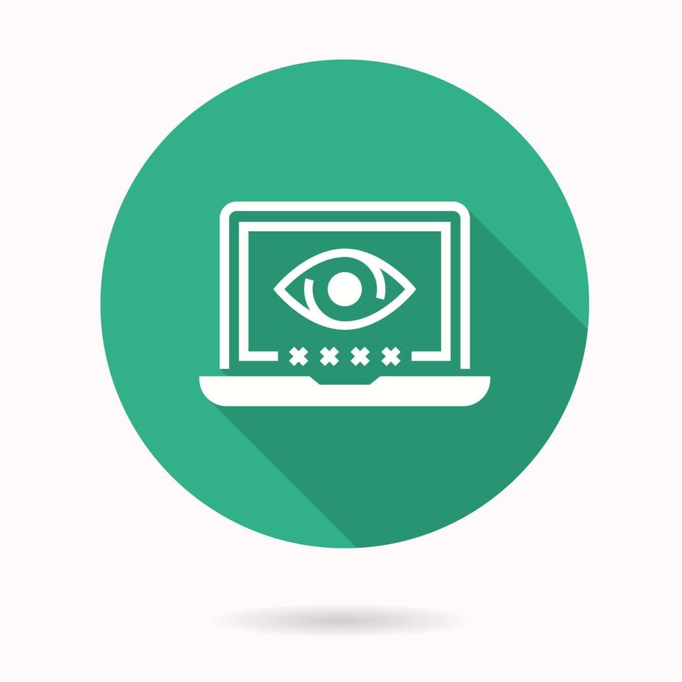 Online privacy icon with long shadow for graphic and web design. vector