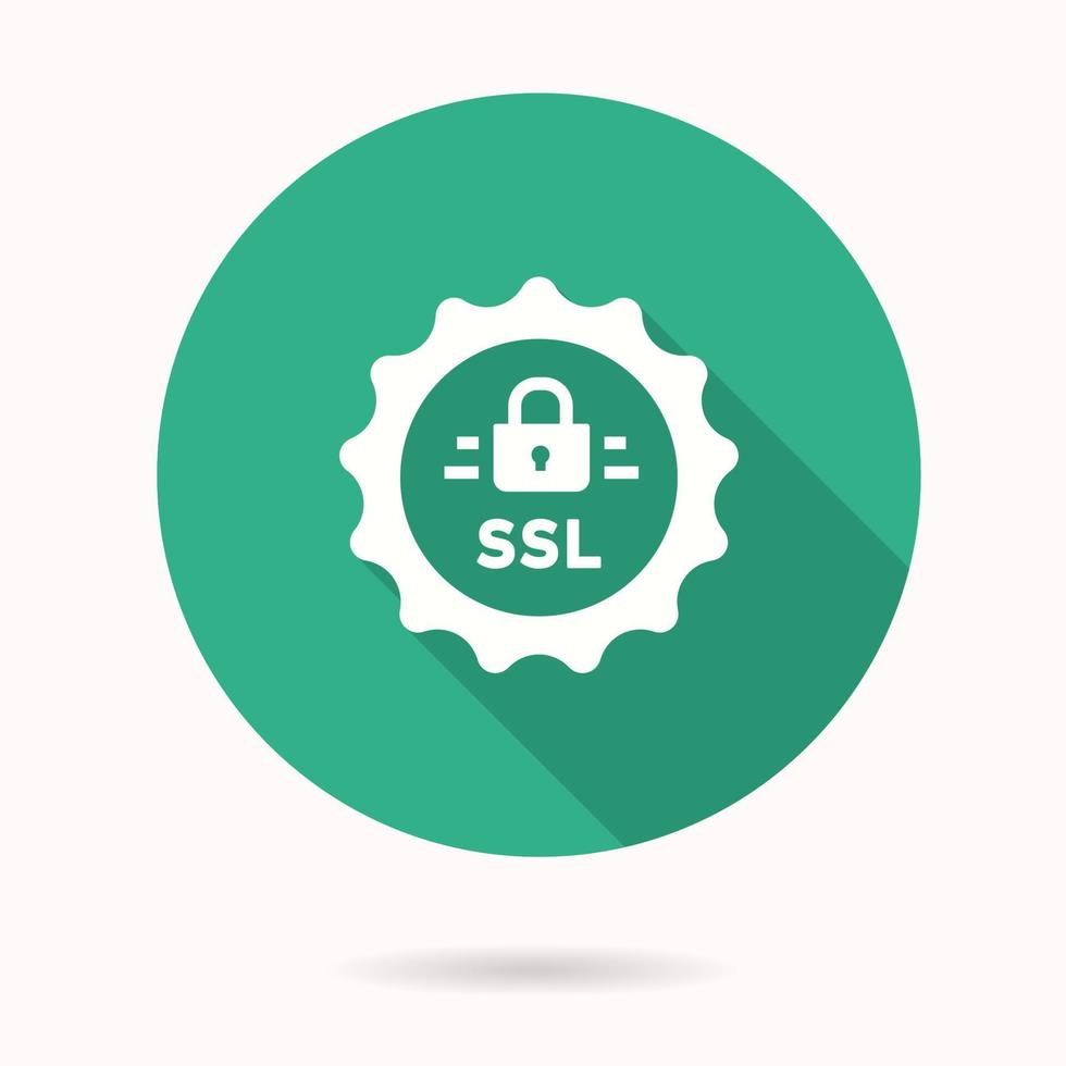 icono ssl con sombra larga para diseño gráfico y web. vector