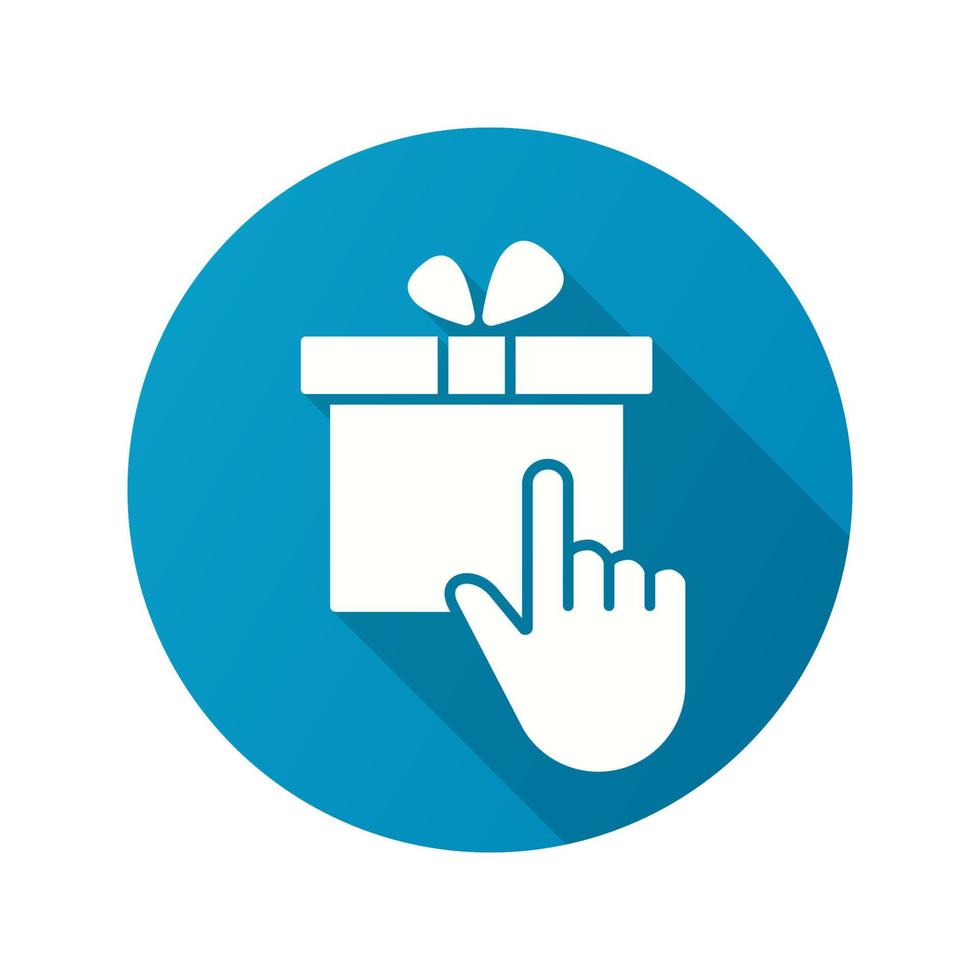 Gift box icon with long shadow for graphic and web design. vector