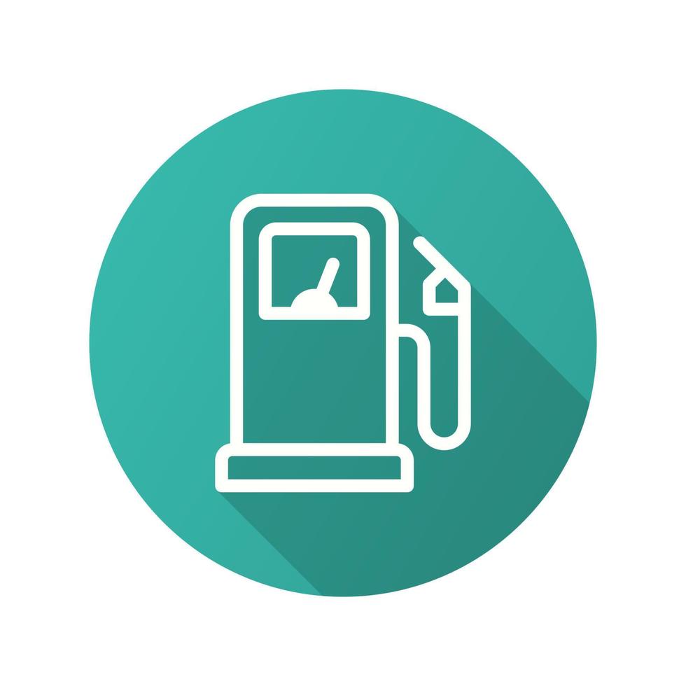 icono de gasolinera con sombra larga para diseño gráfico y web. vector