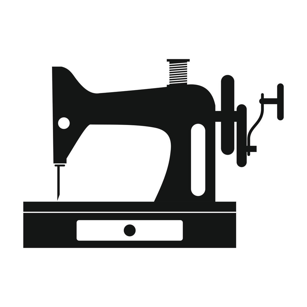 icono simple de la máquina de coser antigua negra vector