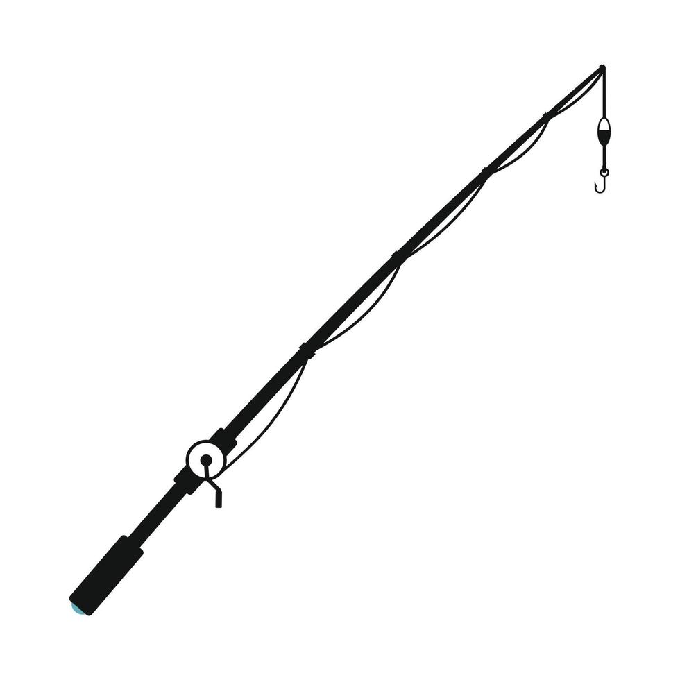 Fishing rod black simple icon vector