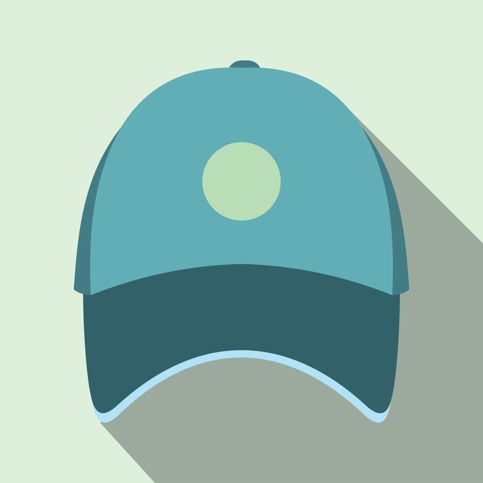 Blue baseball hat flat icon vector