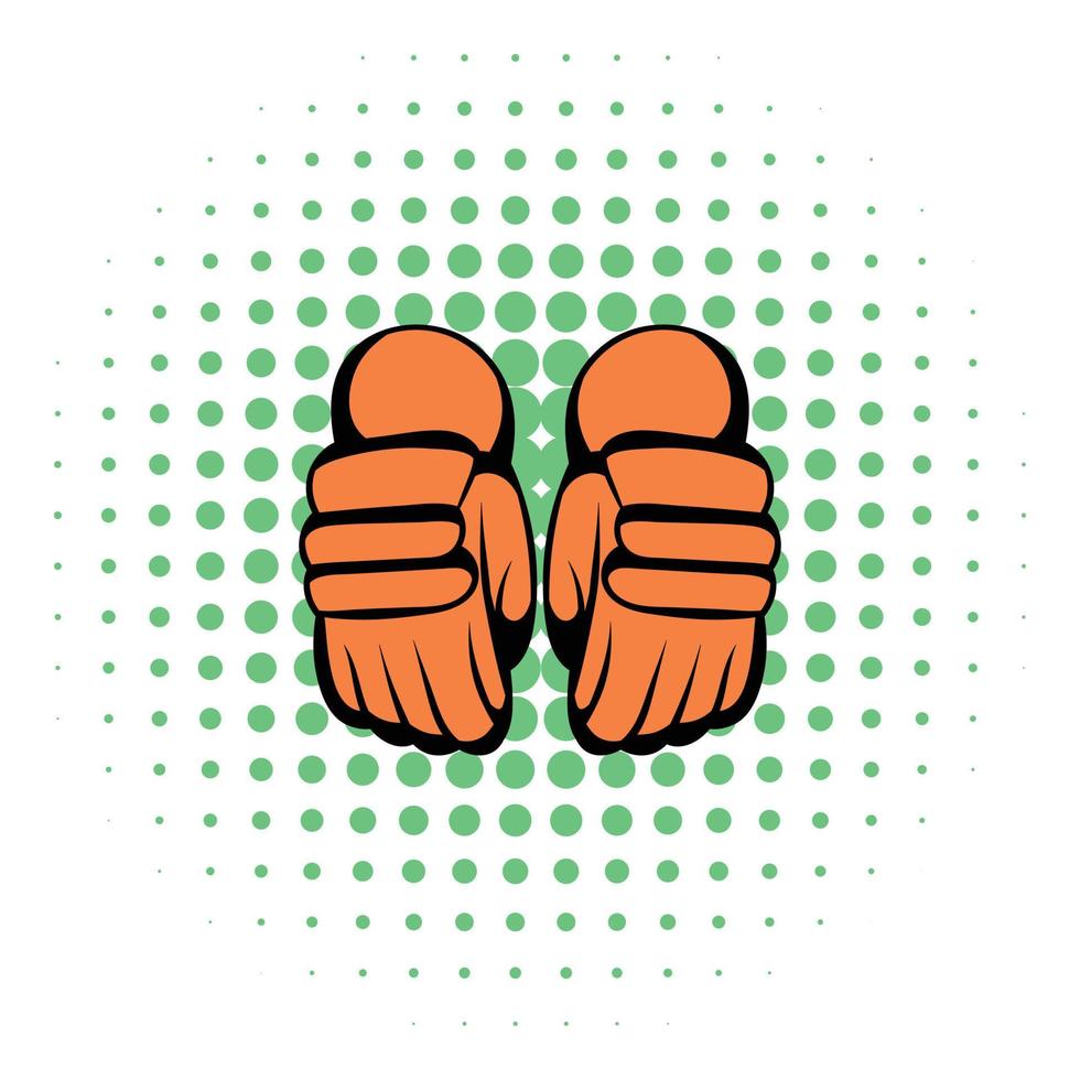 A pair of hockey gloves icon, comics style vector