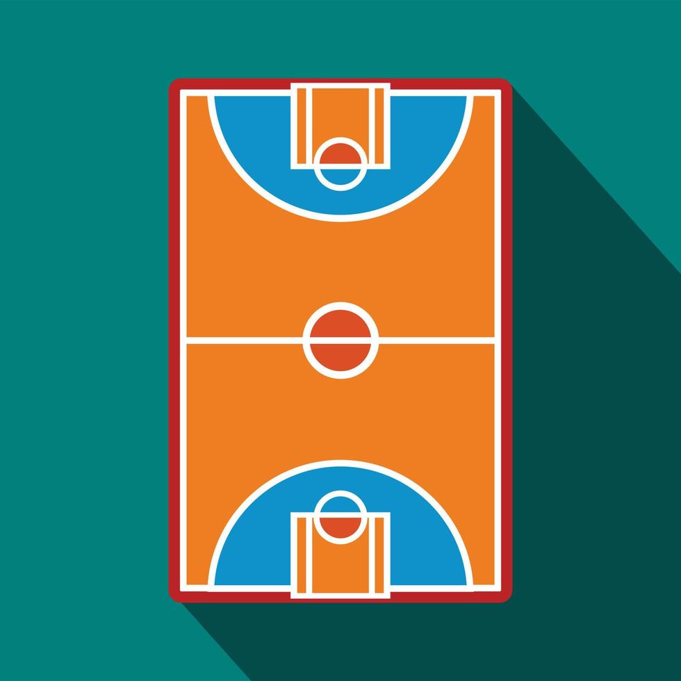 icono plano del campo de la cancha de baloncesto vector