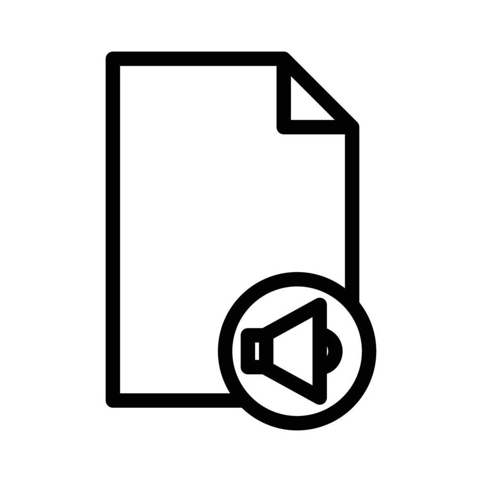 Paper line icon illustration with speaker. suitable for music file icon. icon related to document, file. Simple vector design editable. Pixel perfect at 32 x 32