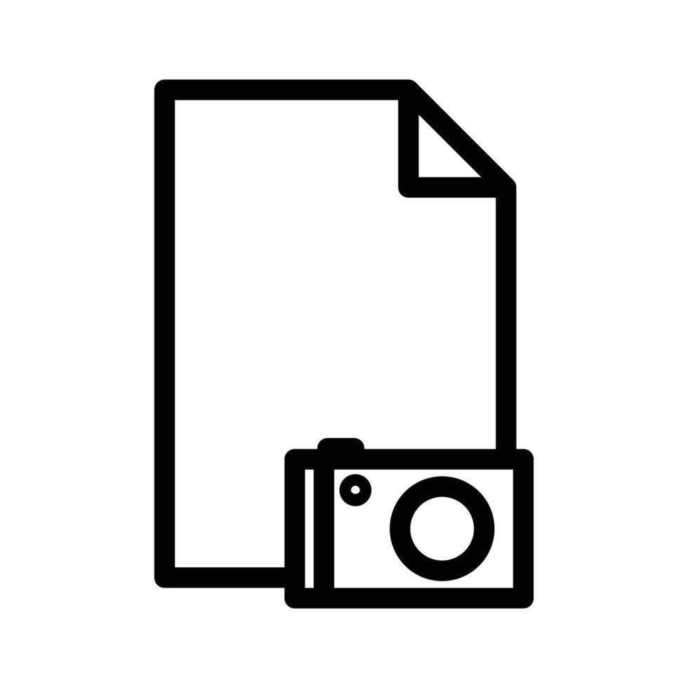 ilustración de icono de línea de papel con cámara. adecuado para el icono de archivo de imagen. icono relacionado con documento, archivo. diseño vectorial simple editable. píxel perfecto a 32 x 32 vector