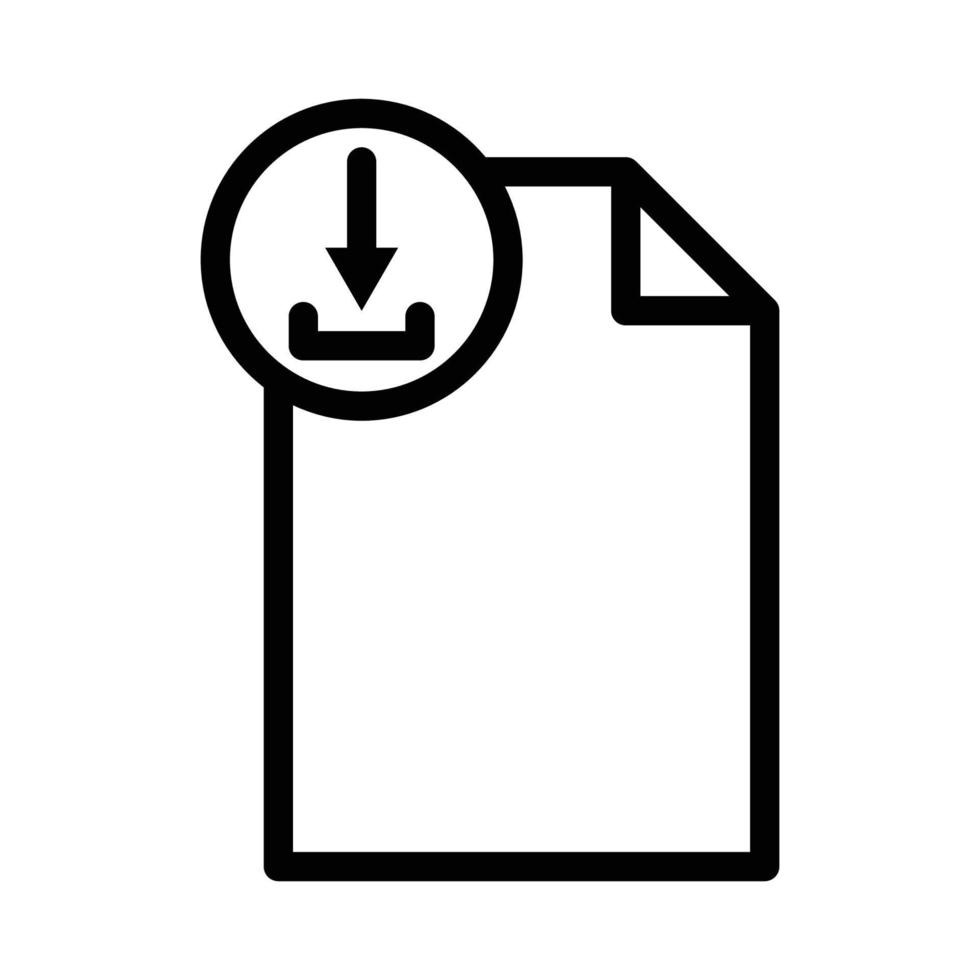 Paper line icon illustration with down arrow. suitable for document download  icon. icon related to document, file. Simple vector design editable. Pixel perfect at 32 x 32