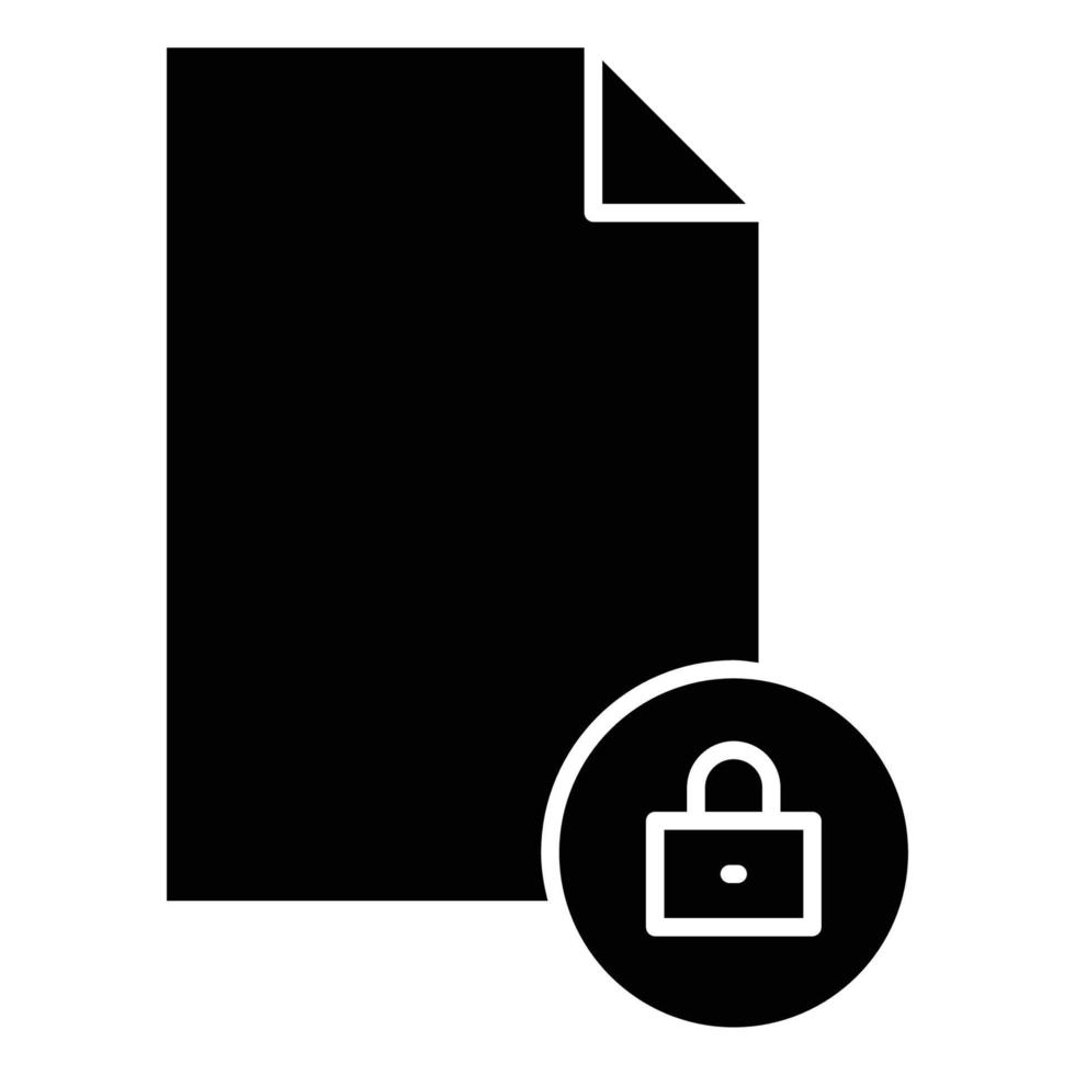 Paper glyph icon illustration with padlock. suitable for document lock, file lock. icon related to document, file. Simple vector design editable. Pixel perfect at 32 x 32