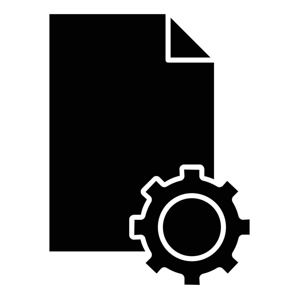 Paper glyph icon illustration with gear. suitable for document in developing. icon related to document, file. Simple vector design editable. Pixel perfect at 32 x 32