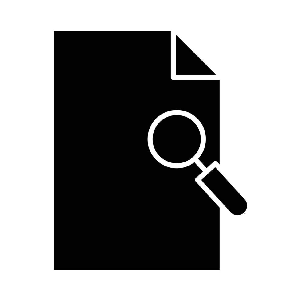 ilustración de icono de glifo de papel con búsqueda. adecuado para buscar documentos, archivos. icono relacionado con documento, archivo. diseño vectorial simple editable. píxel perfecto a 32 x 32 vector