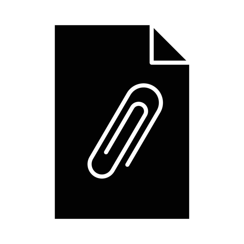 Paper glyph icon illustration with paper clip. suitable for document attachment icon. icon related to document. Simple vector design editable. Pixel perfect at 32 x 32