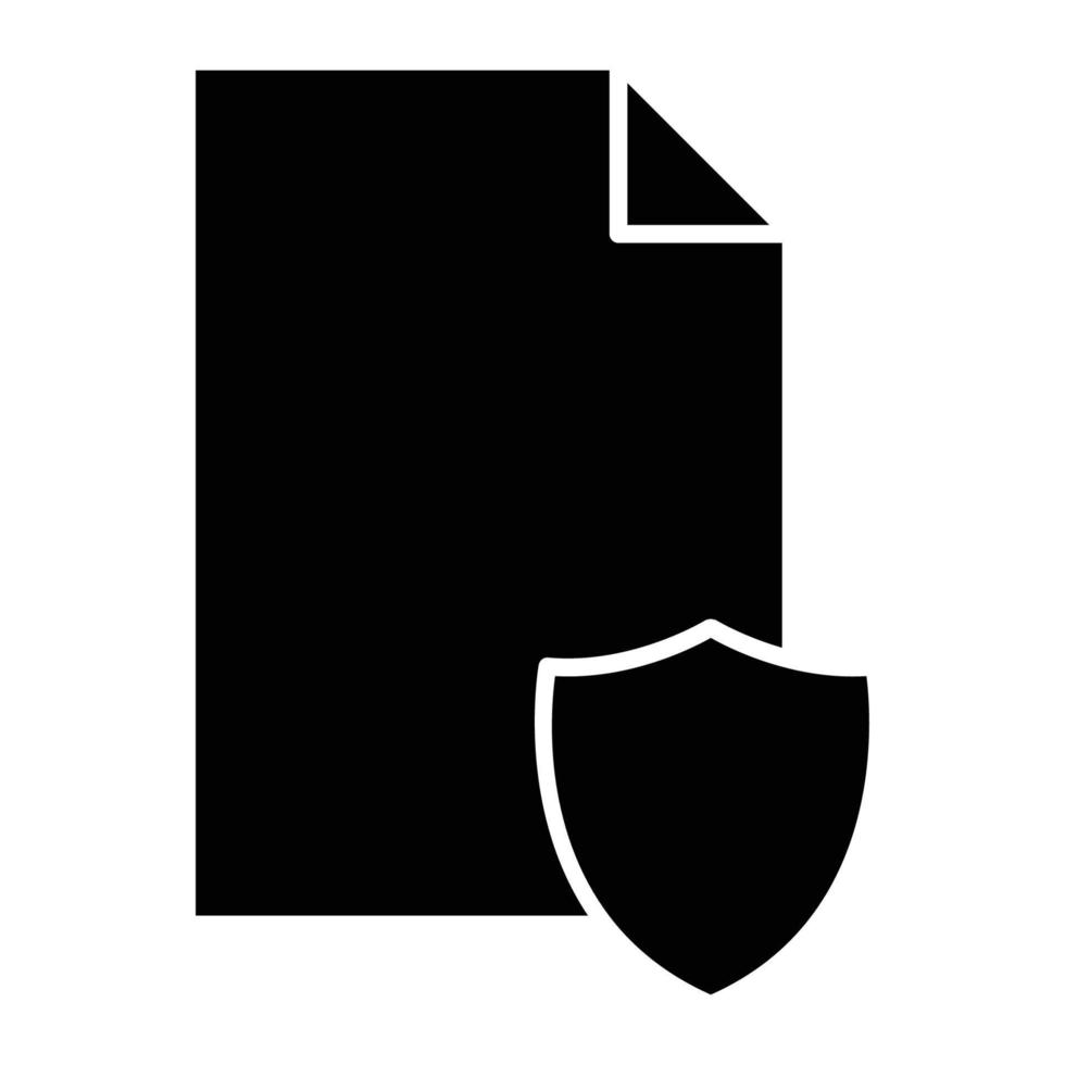 Paper glyph icon illustration with shield. suitable for protect document, file. icon related to document, file. Simple vector design editable. Pixel perfect at 32 x 32