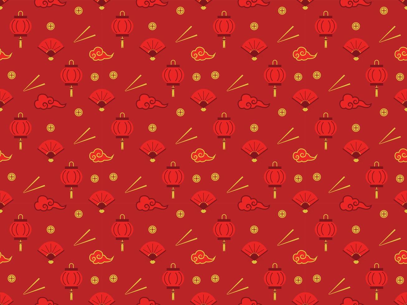 chinese new year traditional background zodiac japanese vector pattern seamless rich  red lunar cny