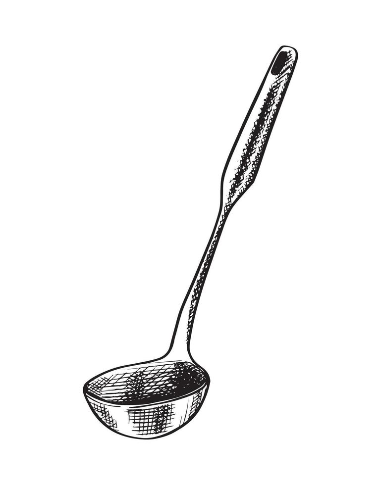 Vector hand drawn icon. Ladle. Isolated on white background.
