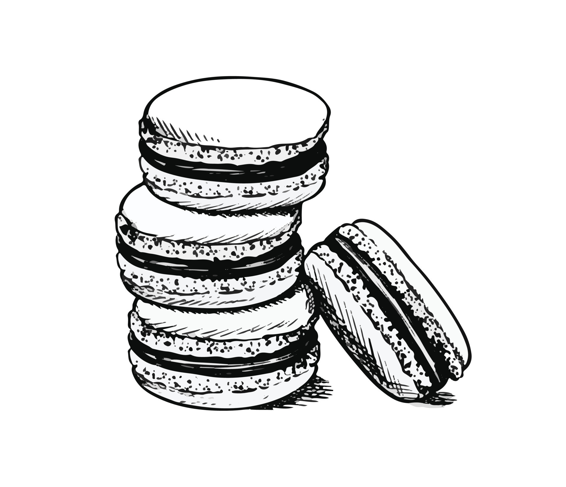 Vector hand drawn icon. Sweet macaroons. Isolated on white background