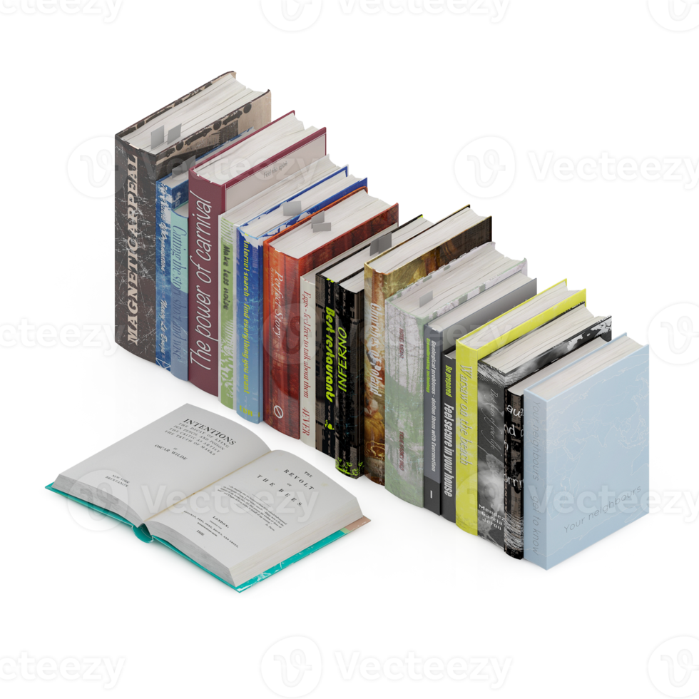 Isometric Books 3D render png