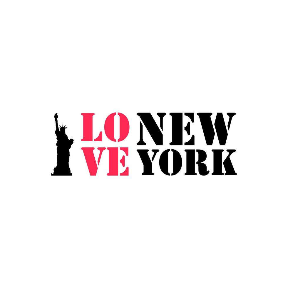 me encantan las letras vectoriales de la tipografía de nueva york y el diseño vectorial de la estatua de la libertad vector