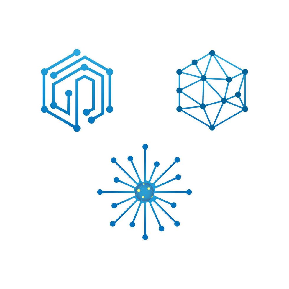 colección de logotipos de concepto de tecnología de degradado de color azul vector