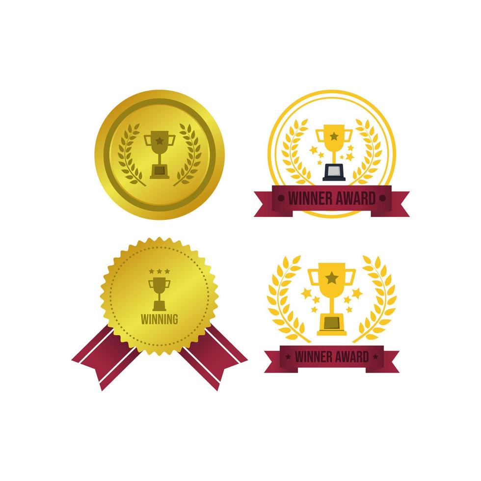 Badge award vector image. Golden award winner emblem vector design