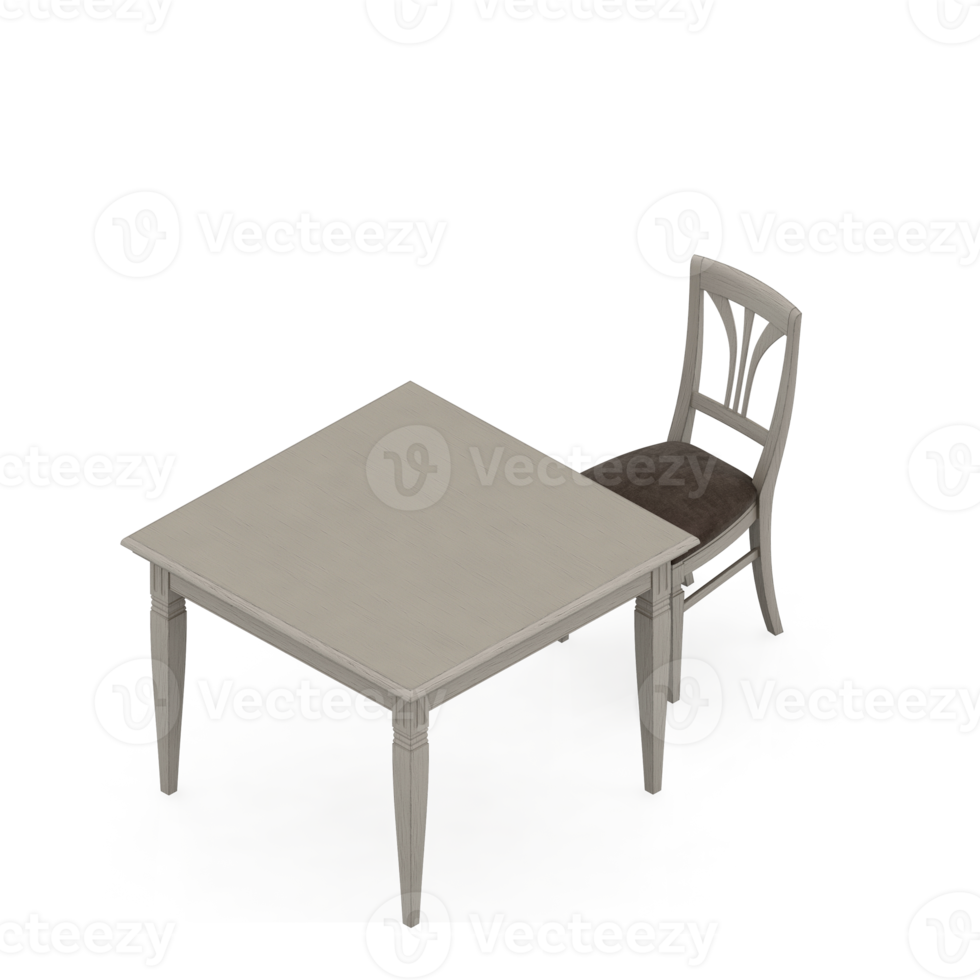 Isometric Table Set 3D render png