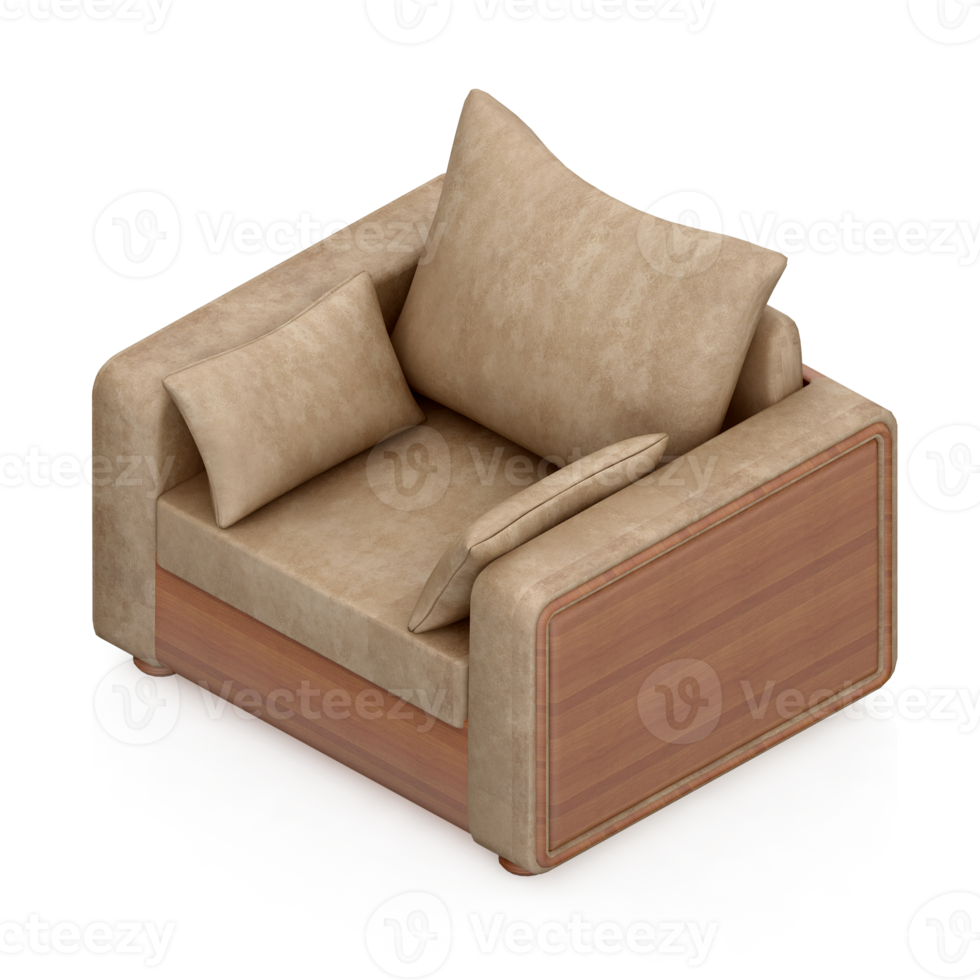 Isometric Armchair Isolated 3D render png