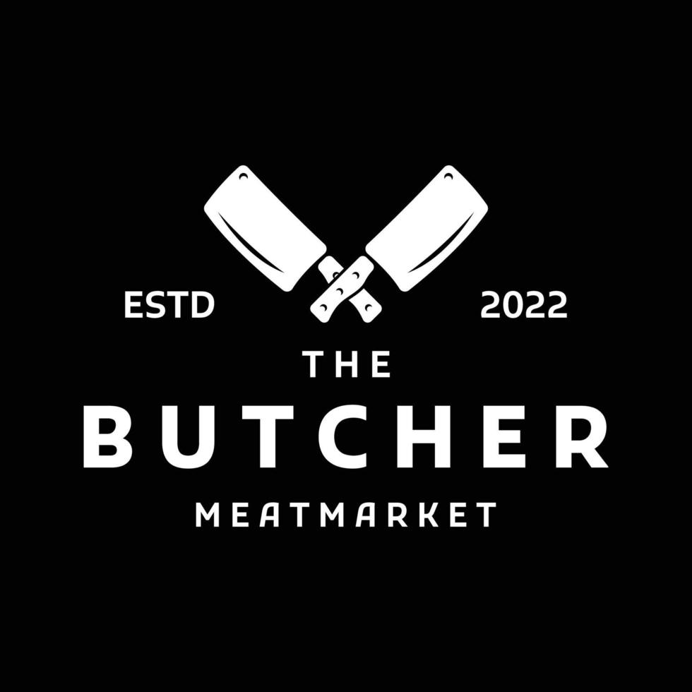 Fresh butcher shop logo template with knife and vintage farm animals. Logos for businesses, restaurants, labels, stamps and fresh butcher shops. vector